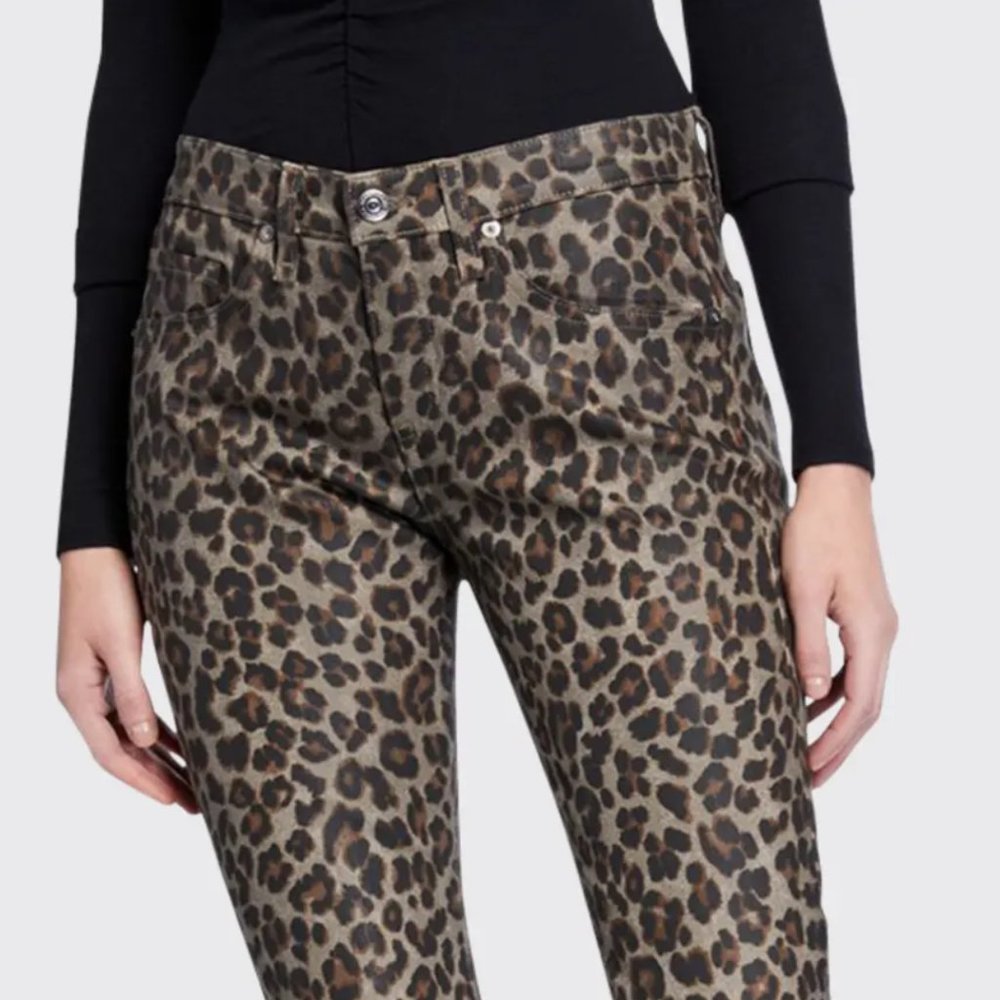 Brooke Mid Rise Skinny Jeans Leopard coated